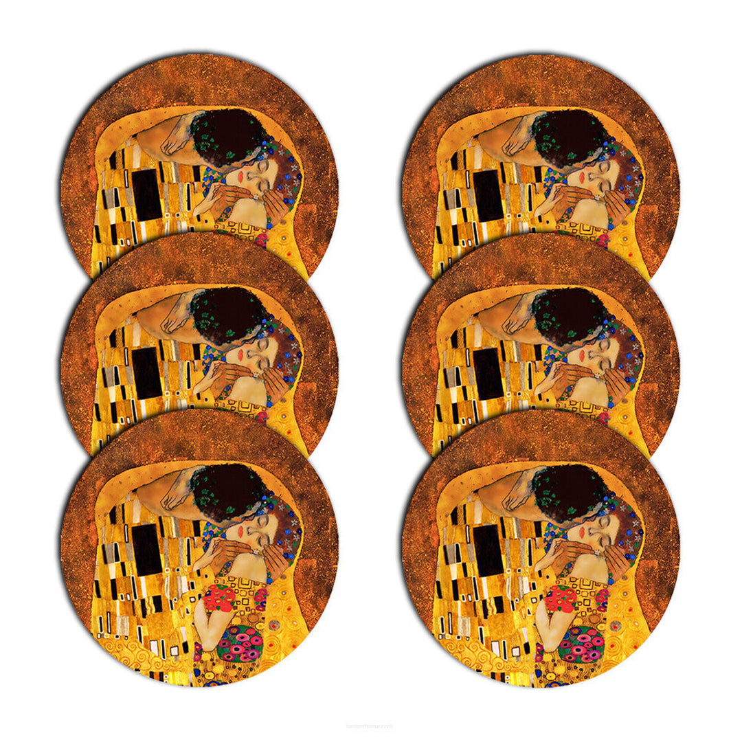 Zestaw podkładek na stół Bertoni, 6 sztuk, okrągłe, 33 cm, Pocałunek