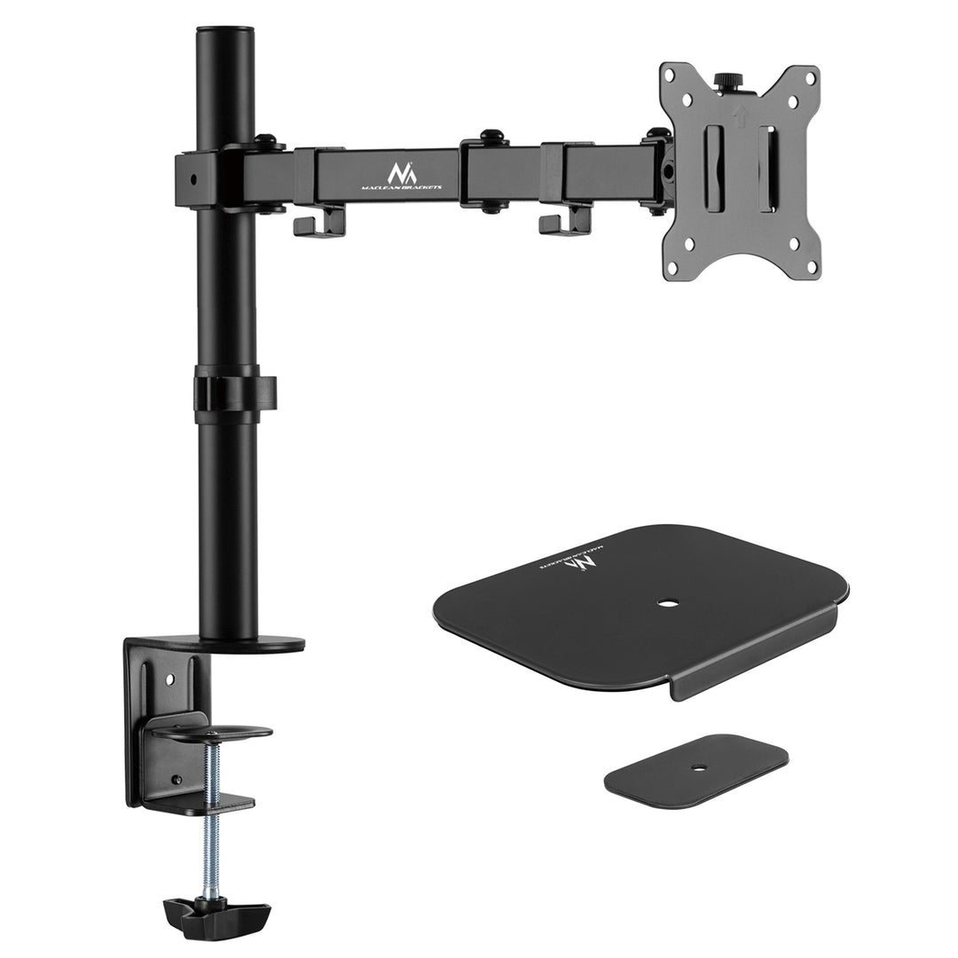 Uchwyt biurkowy do monitora LCD Maclean, podwójne ramię, VESA 75x75 oraz 100x100, 17-32", 8kg, MC-883 + MC-929