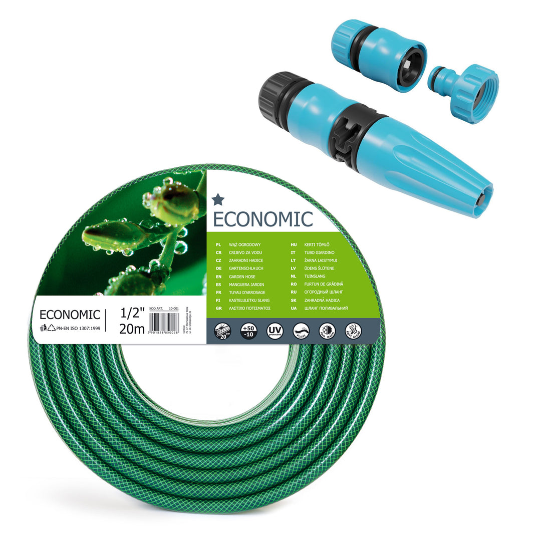 Wąż ogrodowy Cellfast Economic 1/2" 20m + zraszacz