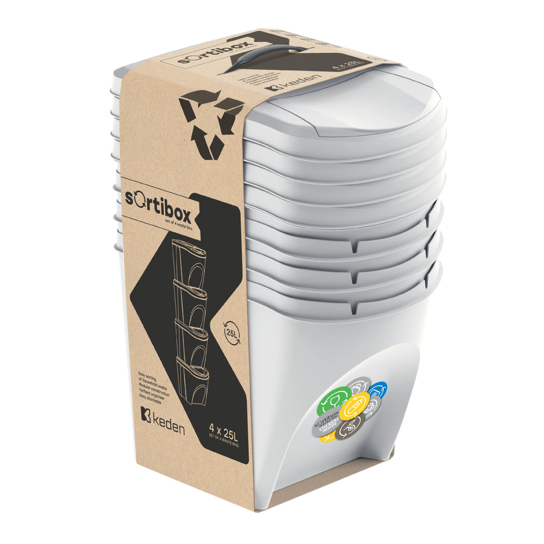 Zestaw koszy do segregacji Sortibox 4x25L popielate IKWB25S4