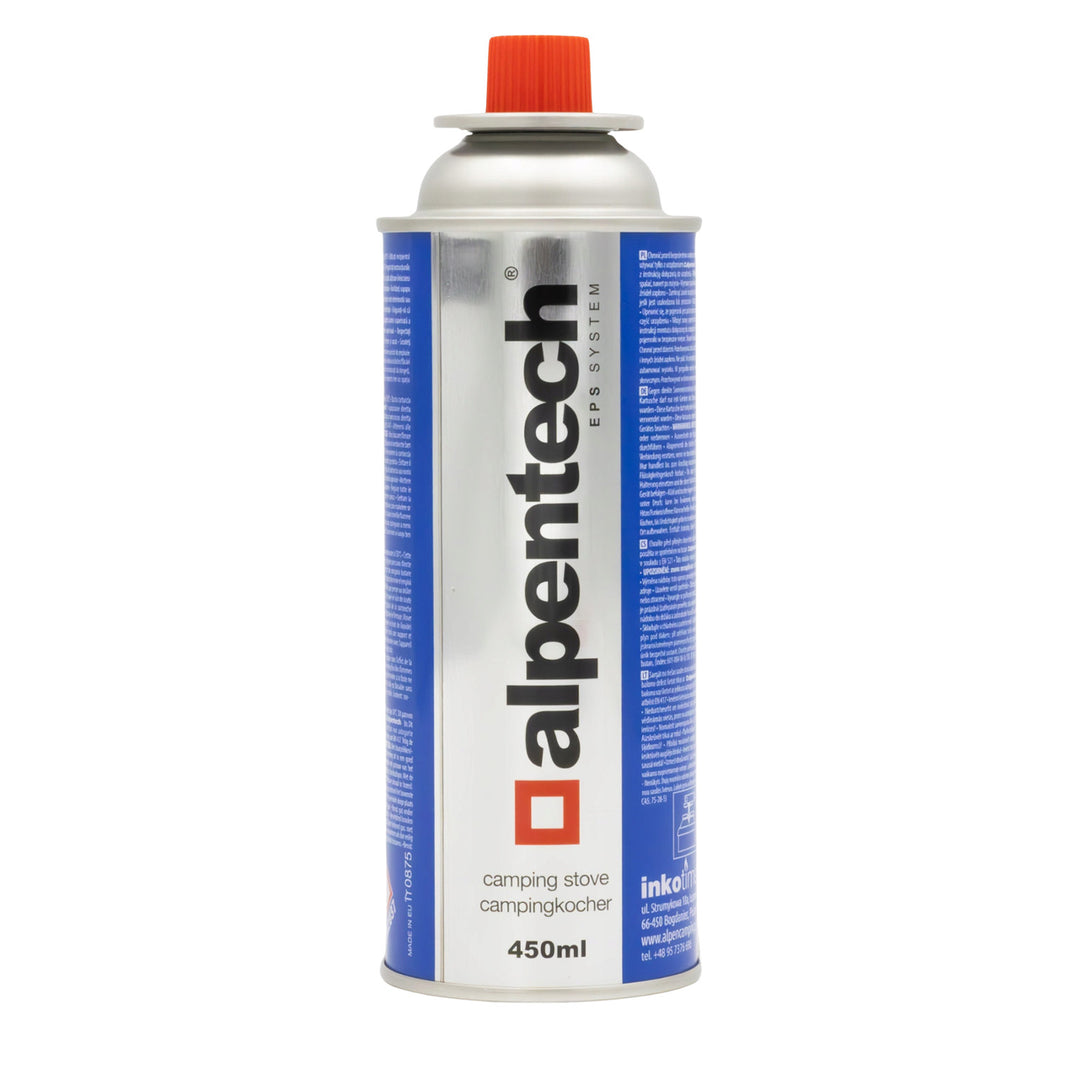 Kartusz gazowy 450ml Alpentech, zgodny z normą EN417, izobutan, System EPS, IK301