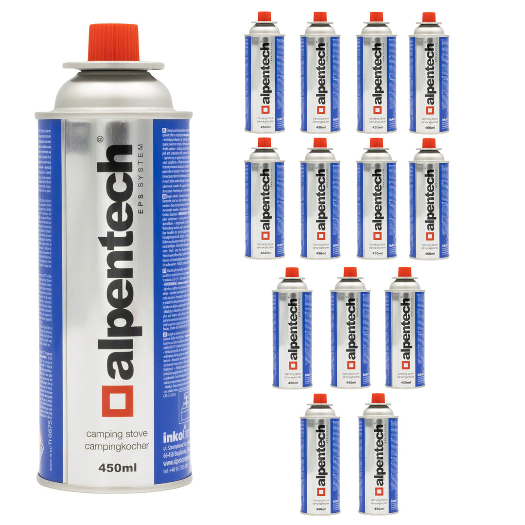 Kartusz gazowy 450ml Alpentech, zgodny z normą EN417, izobutan, System EPS, IK301, 14 sztuk