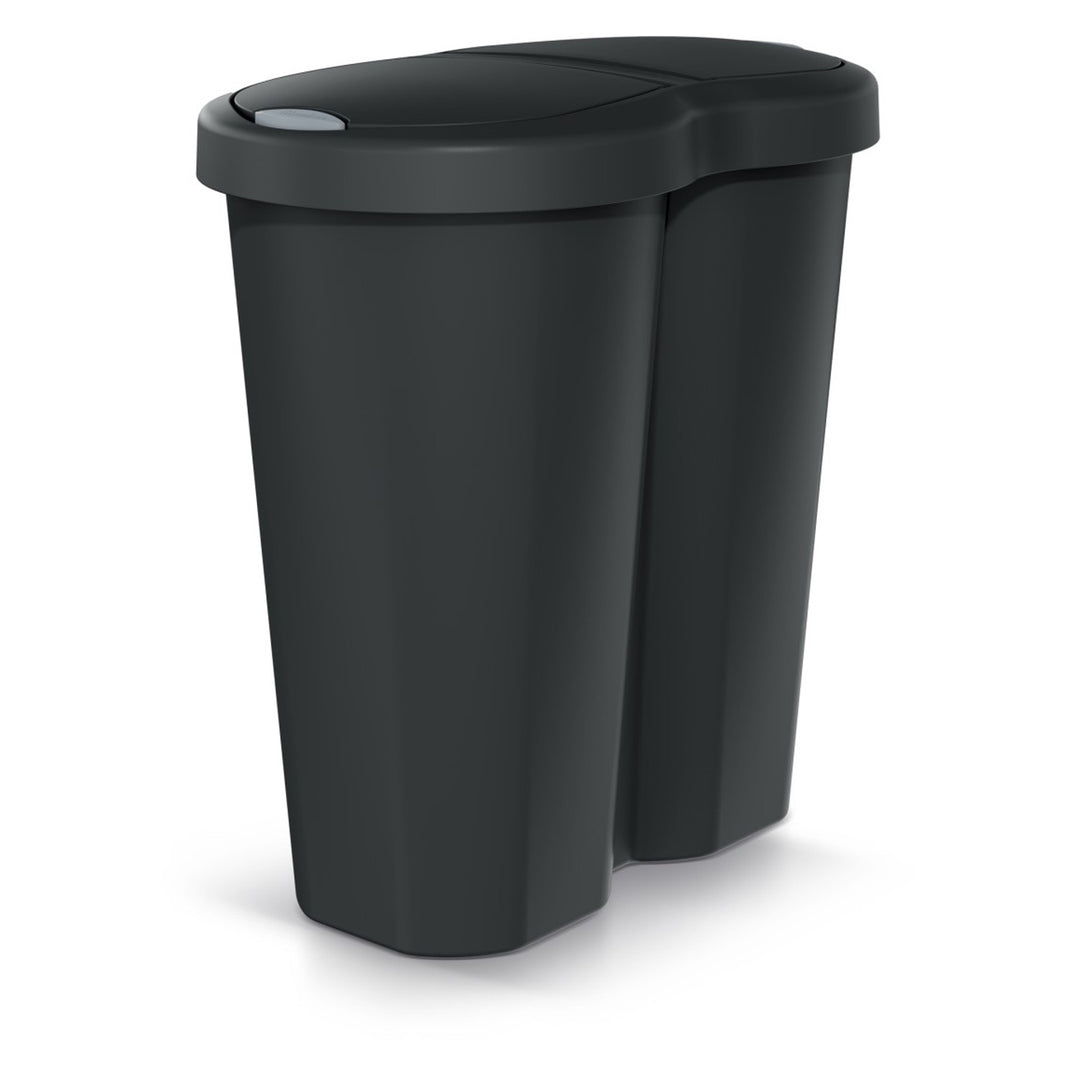 Kosz na śmieci Compacta R Duo, czarny, pojemność 40L, jedna komora, dwie pokrywki, NDRF40-S411