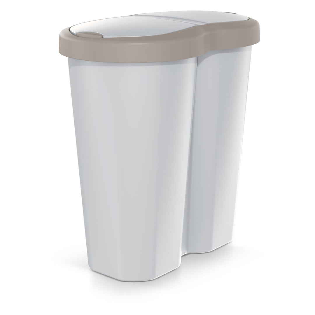 Kosz na śmieci Compacta R Duo, brąz/popielaty, pojemność 40L, jedna komora, dwie pokrywki, NDRF40-WG5C_427C