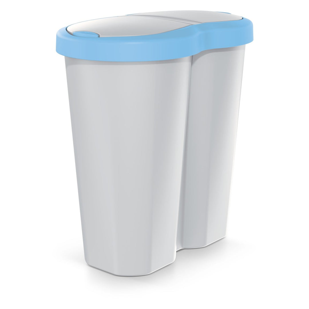 Kosz na śmieci Compacta R Duo, niebieski/popielaty, pojemność 40L, jedna komora, dwie pokrywki, NDRF40-2717C_427C