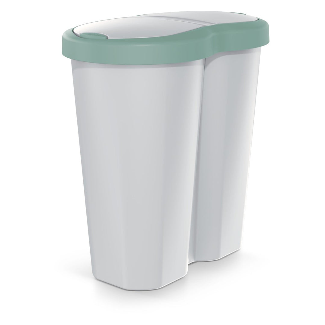 Kosz na śmieci Compacta R Duo, zielony/popielaty, pojemność 40L, jedna komora, dwie pokrywki, NDRF40-5575C_427C