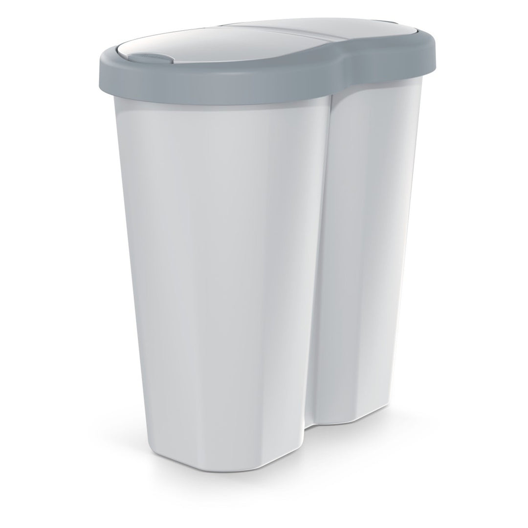 Kosz na śmieci Compacta R Duo, szary/popielaty, pojemność 40L, jedna komora, dwie pokrywki, NDRF40-429U_427C