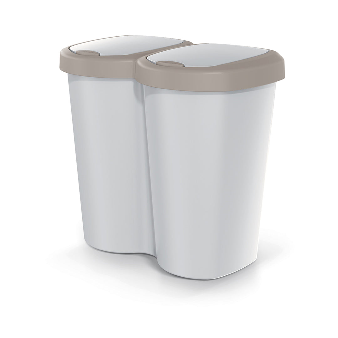 Kosz na śmieci Compacta B Duo, brąz/popielaty, pojemność 40L, jedna komora, dwie pokrywki, wersja przyścienna, NDBS40-WG5C_427C