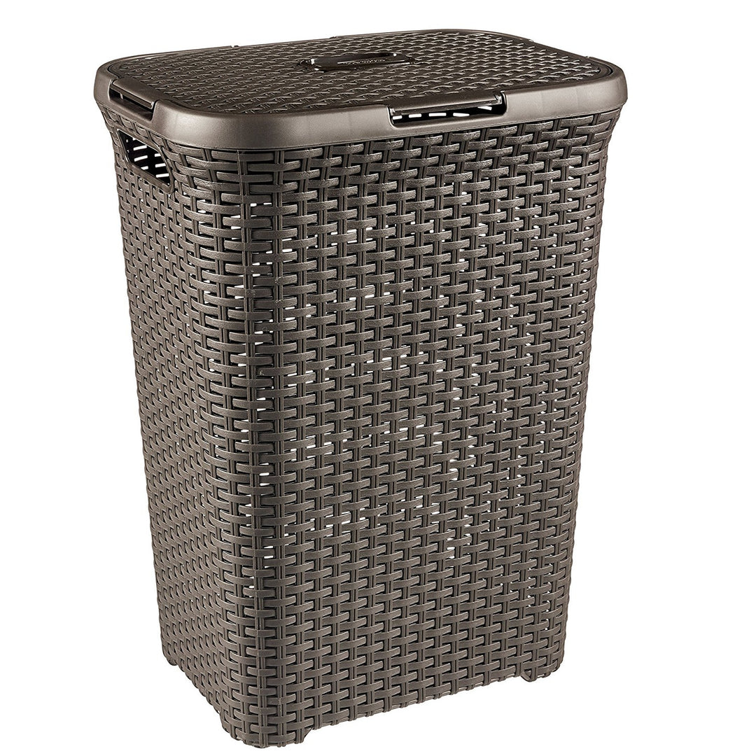 Kosz na bieliznę Curver, ażurowa konstrukcja, 60L, ciemny brąz, Natural Style