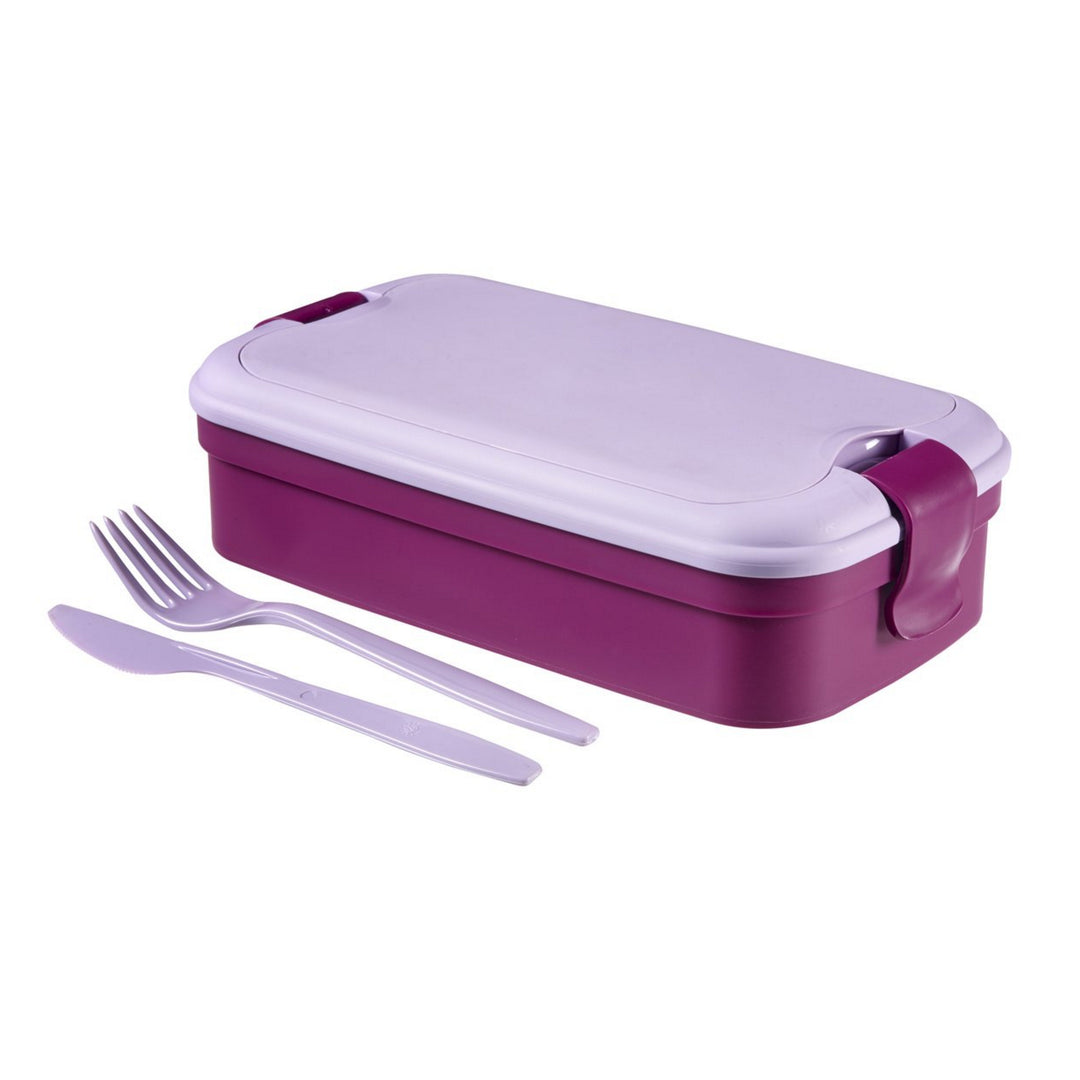 Pojemnik śniadaniowy ze sztućcami Curver Lunch&Go fioletowy