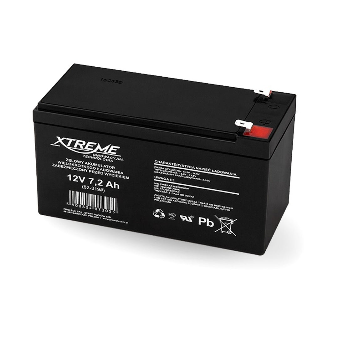 Akumulator żelowy AGM (Absorbent Glass Mat) XTREME 12V 7.2Ah