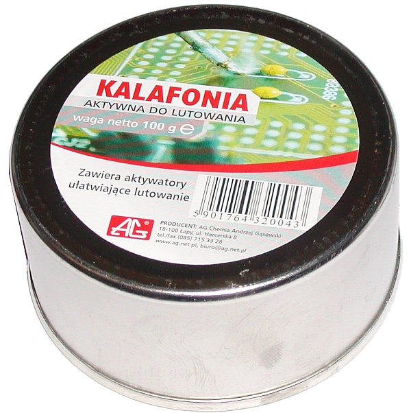 Kalafonia lutownicza do lutowania 100g AG - Kalafonia aktywna z dodatkiem aktywatorów ułatwiających lutowanie