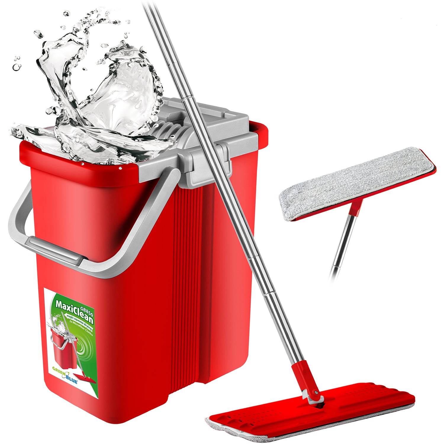 Mop płaski z wiadrem i wyciskaczem GreenBlue MaxiClean GB850 + dwa wkłady microfibra HQ Mop płaski z wiadrem i wyciskaczem GreenBlue MaxiClean GB850 + dwa wkłady microfibra HQ
