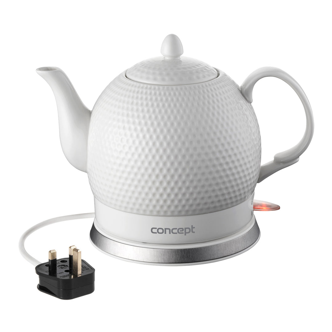Ceramic Kettle Electric Teapot Jug Backlight Round 1.2L 1000W Elegant UK Plug