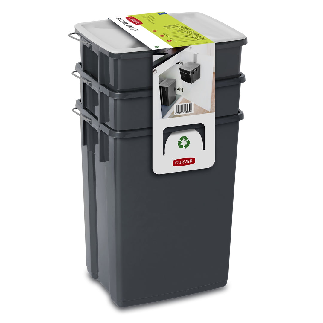 Zestaw koszy do sortowania śmieci 2x10L+6L Curver Recycle Bins SET