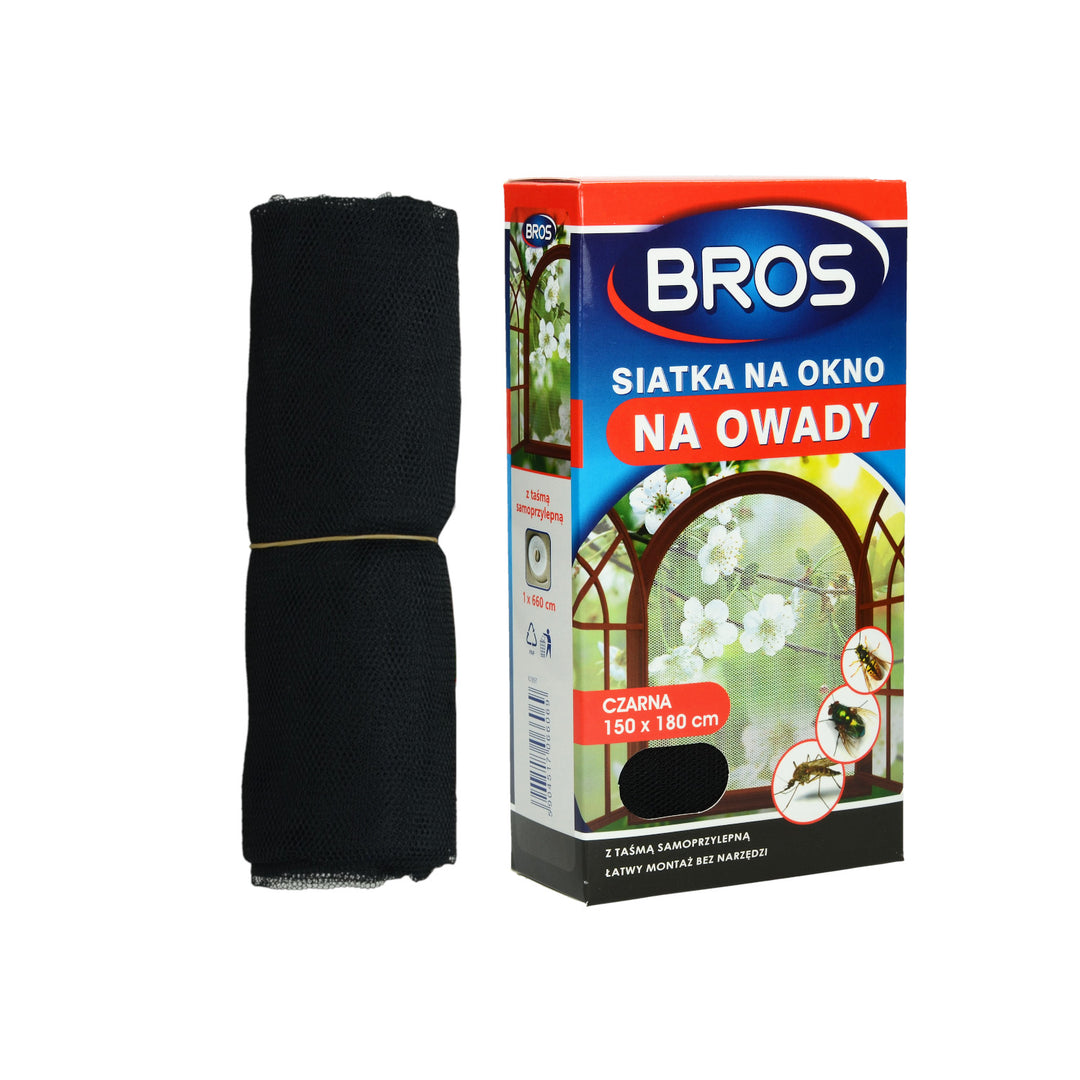 Siatka na okno przeciw owadom moskitiera Bros 150x180 czarna