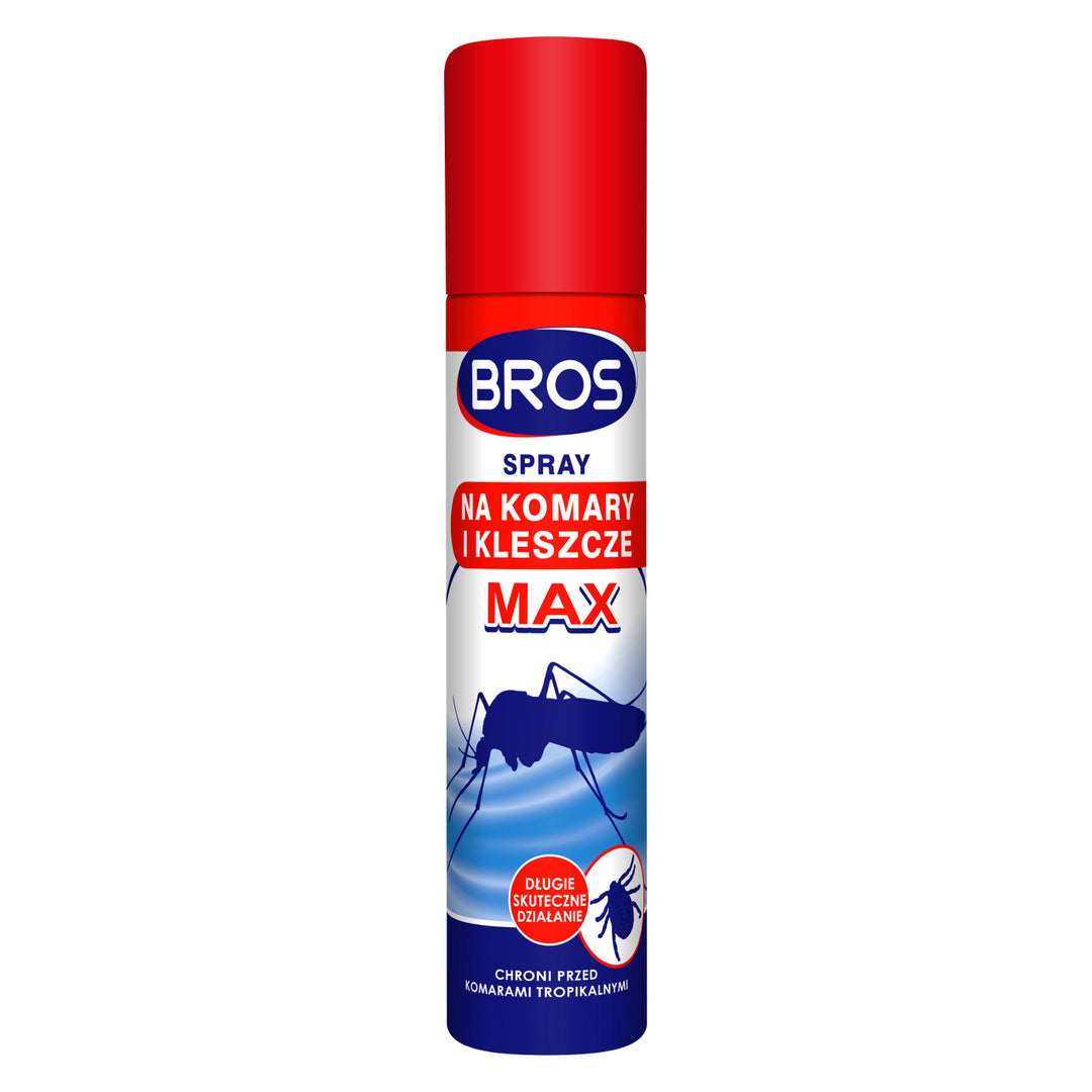 Spray na komary i kleszcze Bros Max 90ml zabezpiecza również przed komarami tropikalnymi