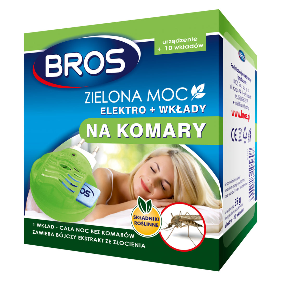 Urządzenie + 10 wkładów Bros Elektro Zielona Moc na komary