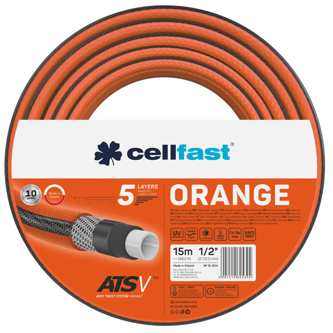 Wąż ogrodowy 5 warstwowy Cellfast Orange ATSV 1/2" 15m