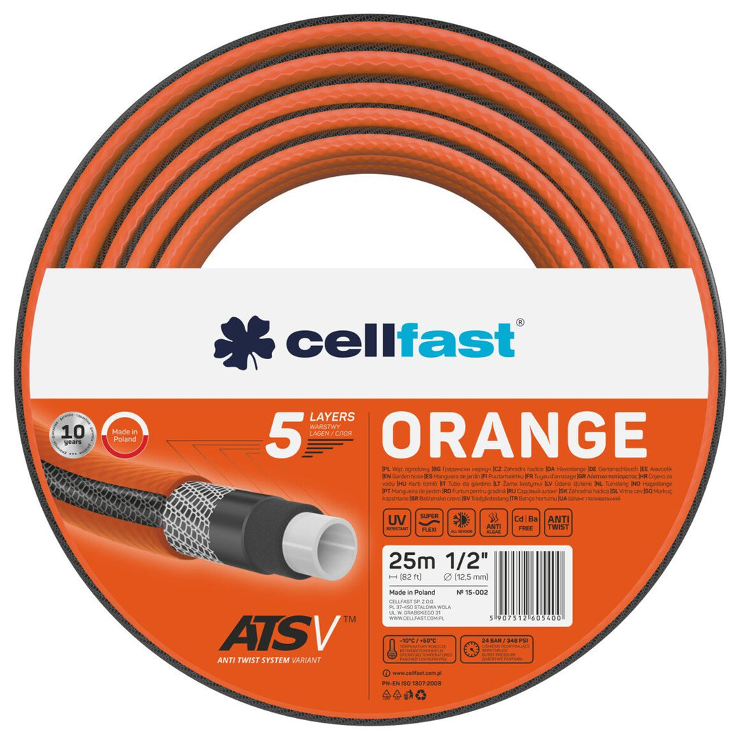 Wąż ogrodowy 5 warstwowy Cellfast Orange ATSV 1/2" 25m