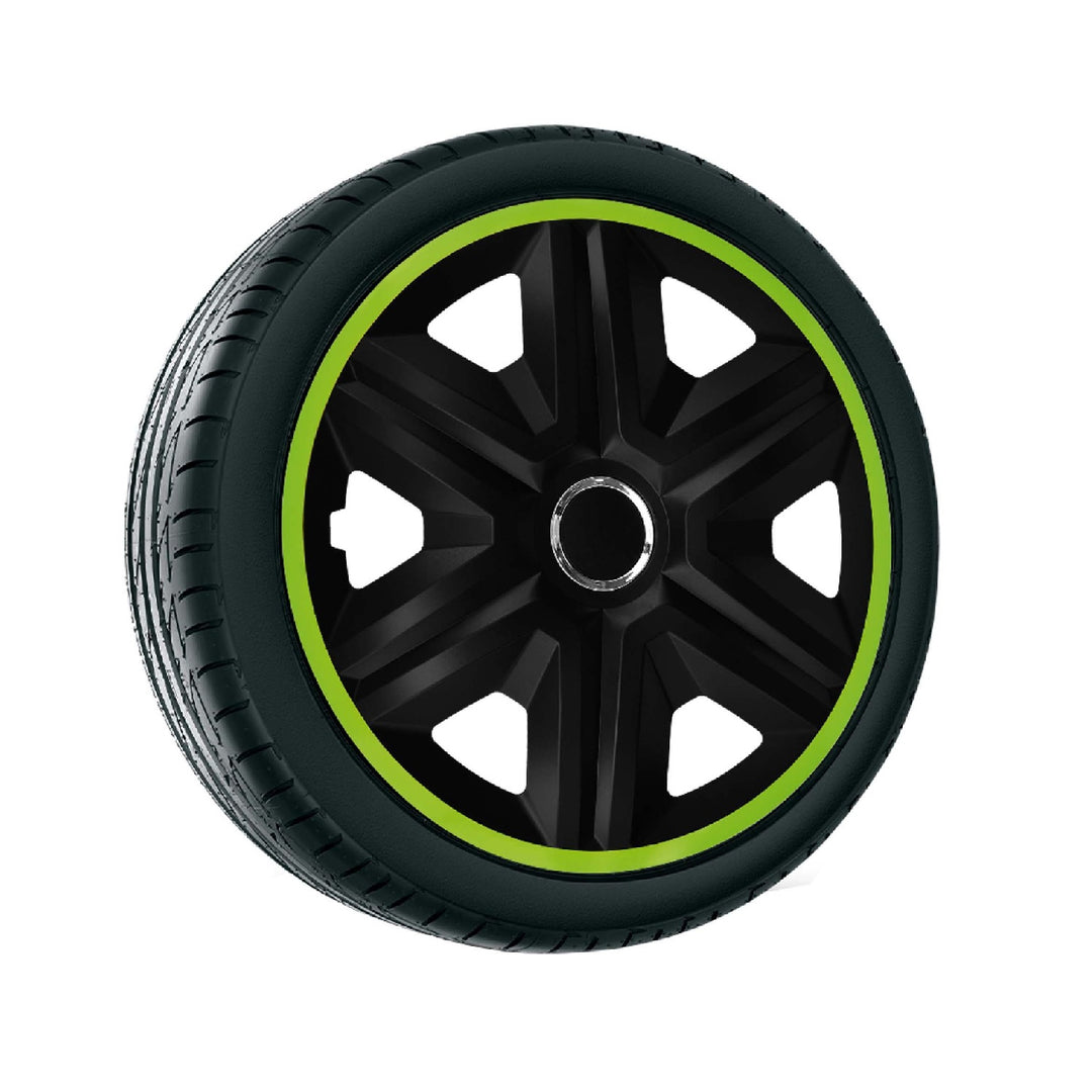 Kołpaki uniwersalne 14" Fast Lux green zestaw 4 sztuki