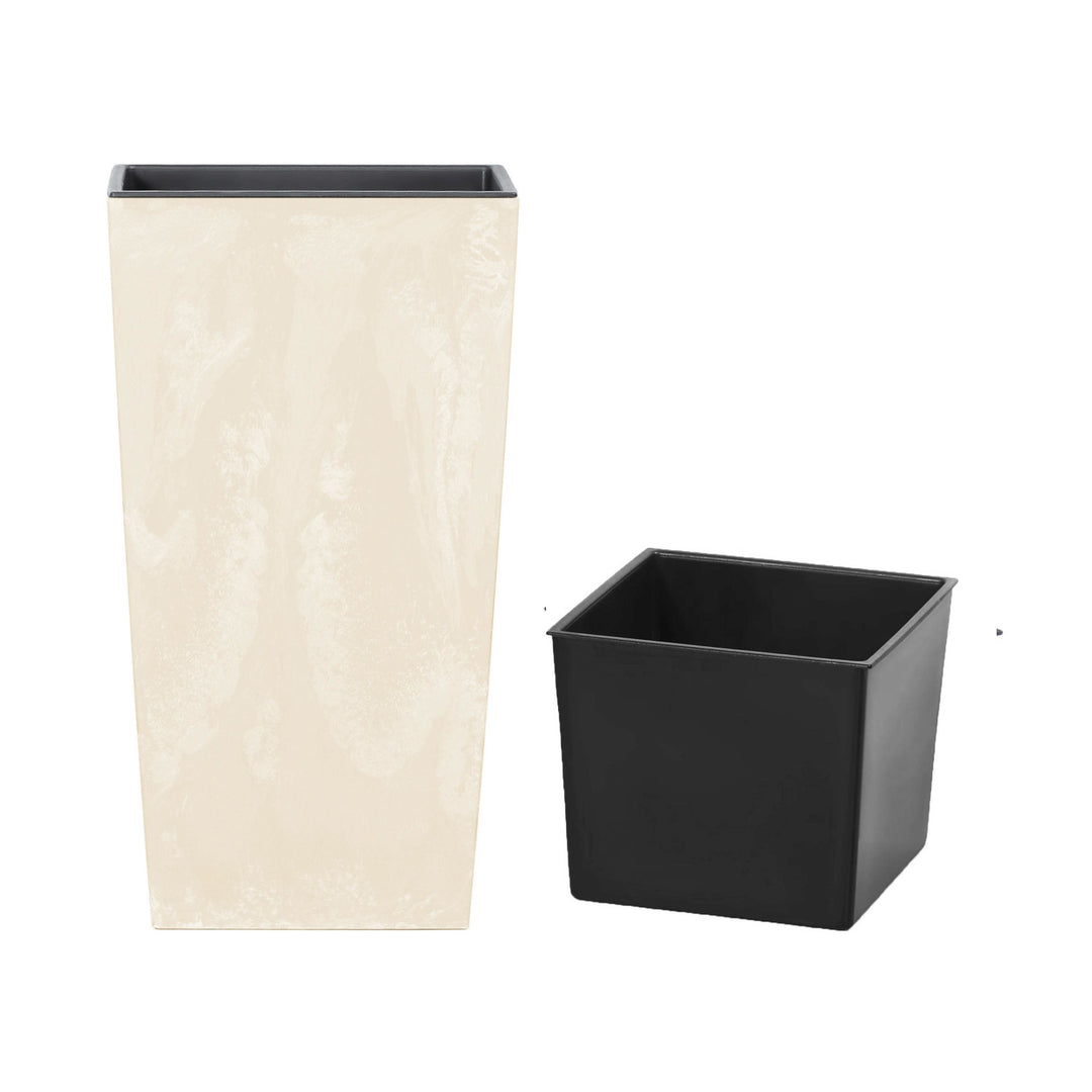 Doniczka z wkładem Prosperplast Urbi Square Beton Effect DURS200E-CY700 - kremowa