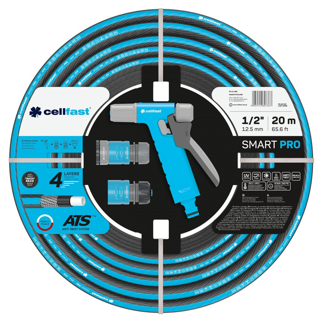 Zestaw zraszający SMART PRO ATS 13-490 wąż 1/2" 20m, zraszacz pistoletowy HYDRON