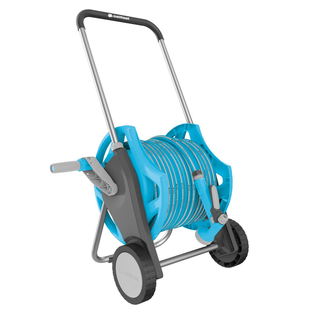 Zestaw ogrodowy Cellfast, wózek, wąż 3/4'' 30m, zraszacz, złącza, DISCOVER IDEAL
