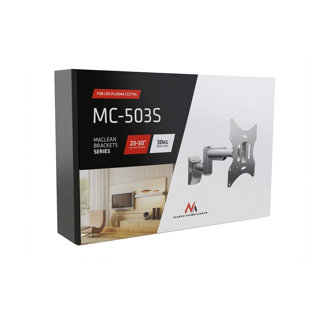 Uchwyt do telewizora lub monitora Maclean, uniwersalny, max VESA 200x200, 23-50", 30 kg, srebrny, MC-503A S