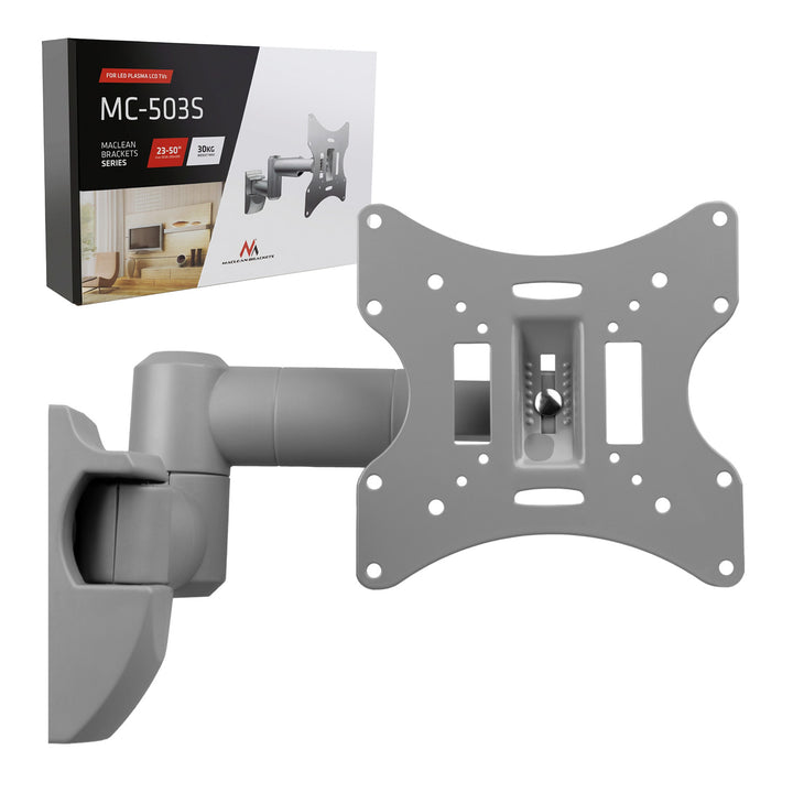 Uchwyt do telewizora lub monitora Maclean, uniwersalny, max VESA 200x200, 23-50", 30 kg, srebrny, MC-503A S