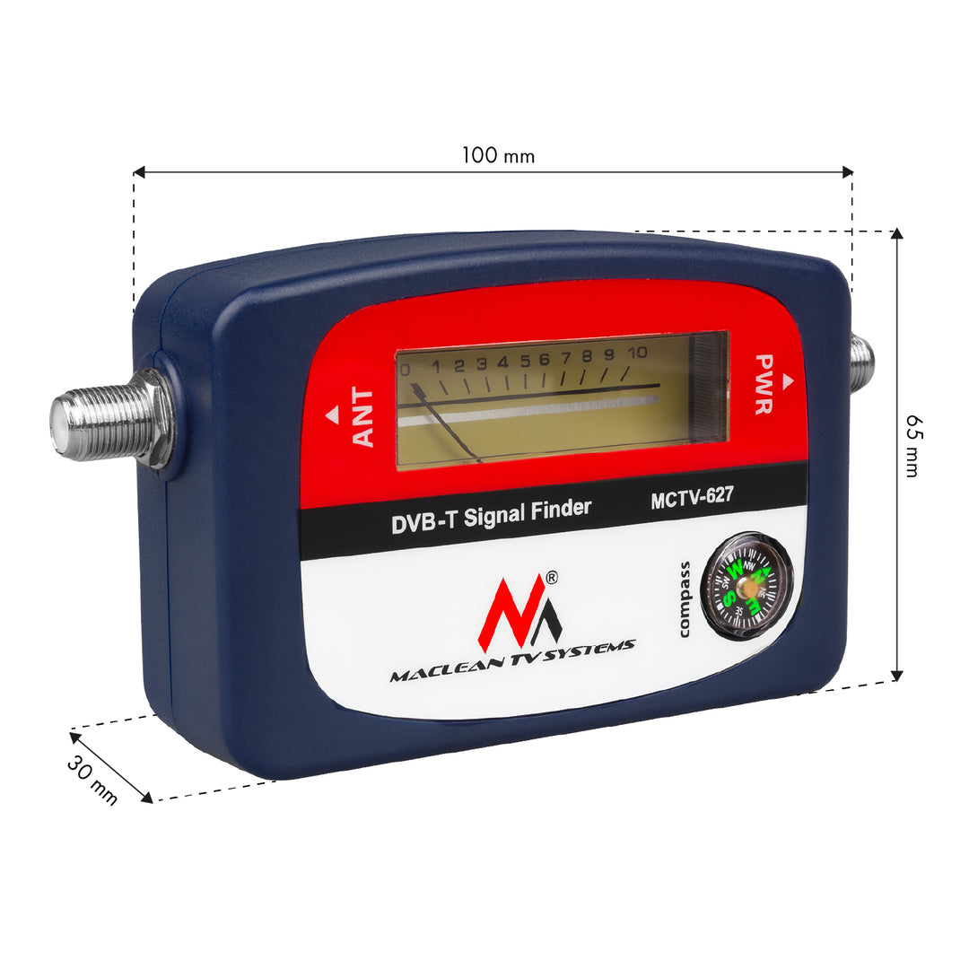 Miernik telewizyjny DVB-T Maclean MCTV-627, etui, kabel 25cm F-F