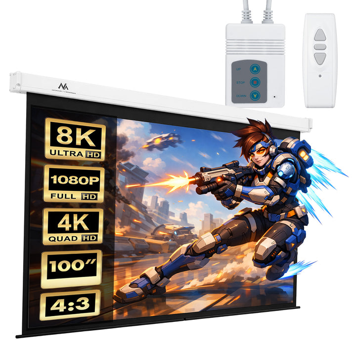 Ekran projekcyjny Maclean, elektryczny, ściana lub sufit, 100'', 200x150, 4:3, MC-592