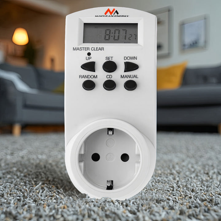 Timer cyfrowy Maclean, f. random, czasomierz, 10 prog., max 156 programów, niemieckie gniazdo, 3600W, MCE05G