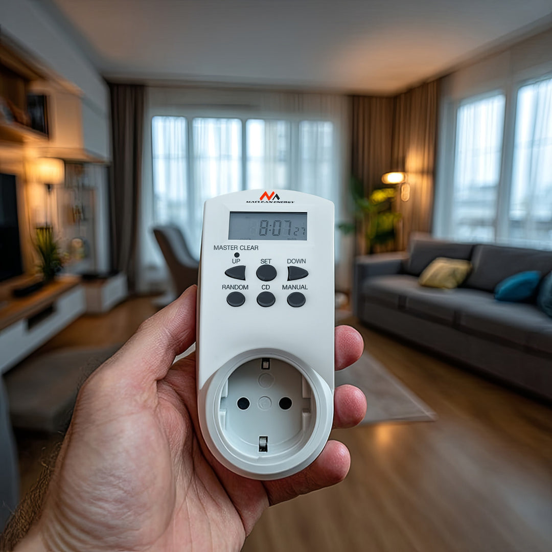 Timer cyfrowy Maclean, f. random, czasomierz, 10 prog., max 156 programów, niemieckie gniazdo, 3600W, MCE05G