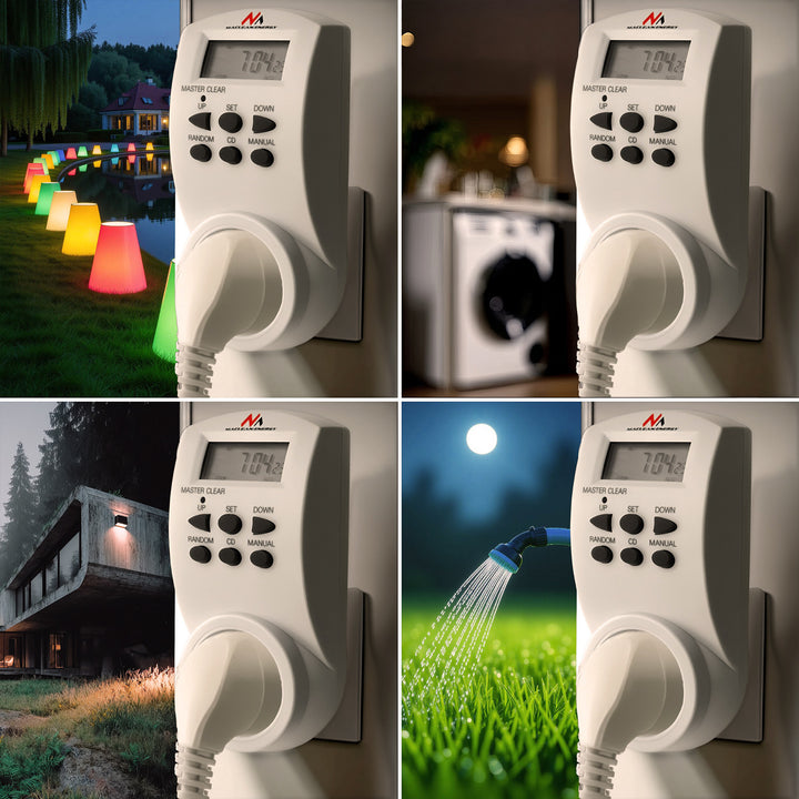 Timer cyfrowy Maclean, f. random, czasomierz, 10 prog., max 156 programów, niemieckie gniazdo, 3600W, MCE05G