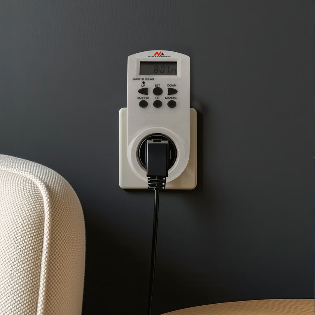 Timer cyfrowy Maclean, f. random, czasomierz, 10 prog., max 156 programów, niemieckie gniazdo, 3600W, MCE05G