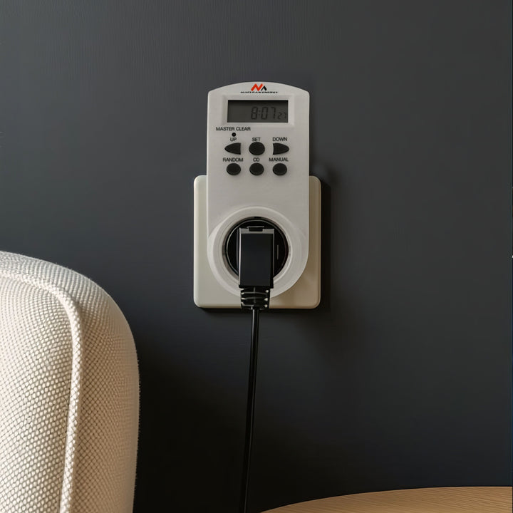 Timer cyfrowy Maclean, f. random, czasomierz, 10 prog., max 156 programów, niemieckie gniazdo, 3600W, MCE05G