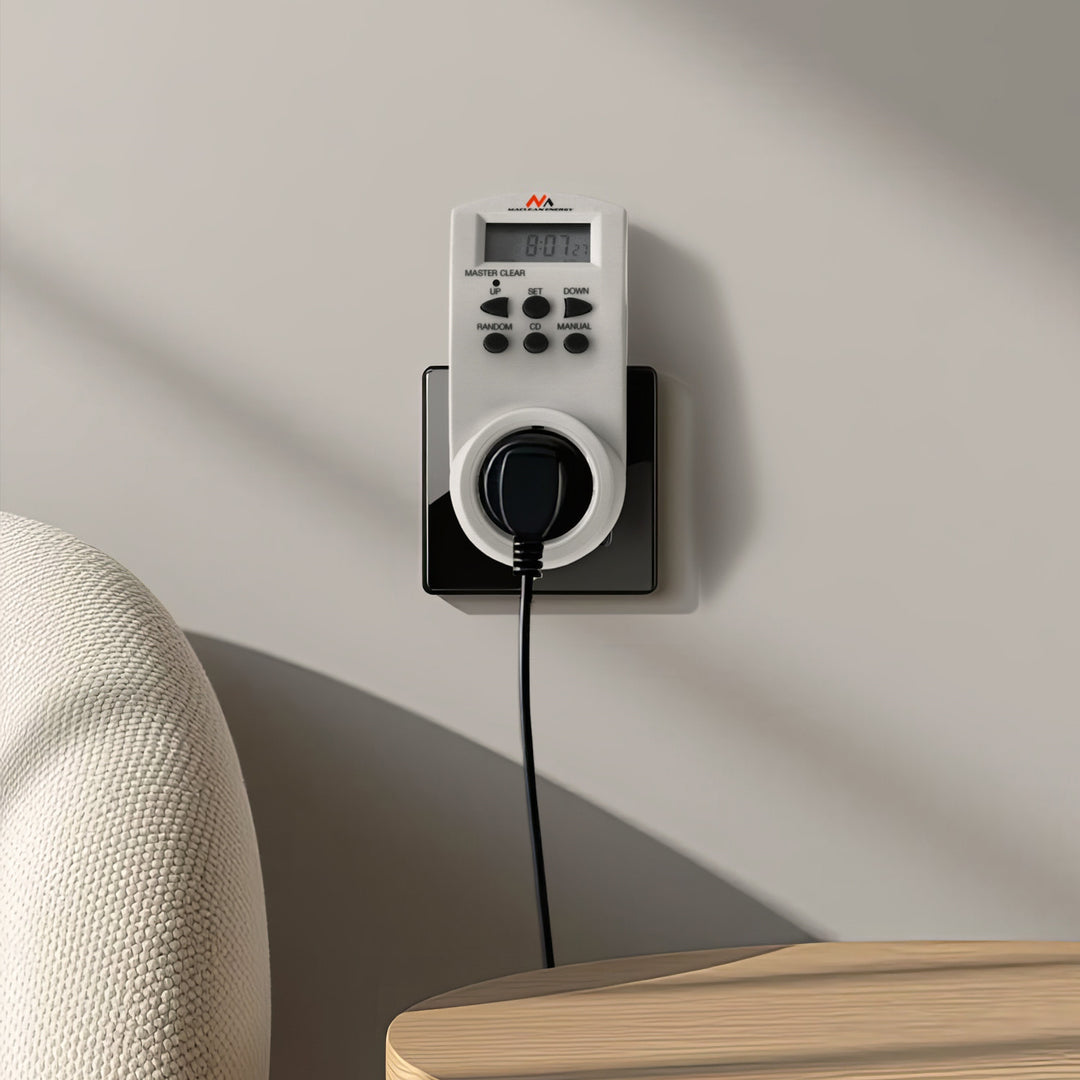 Timer cyfrowy Maclean, f. random, czasomierz, 10 prog., max 156 programów, niemieckie gniazdo, 3600W, MCE05G