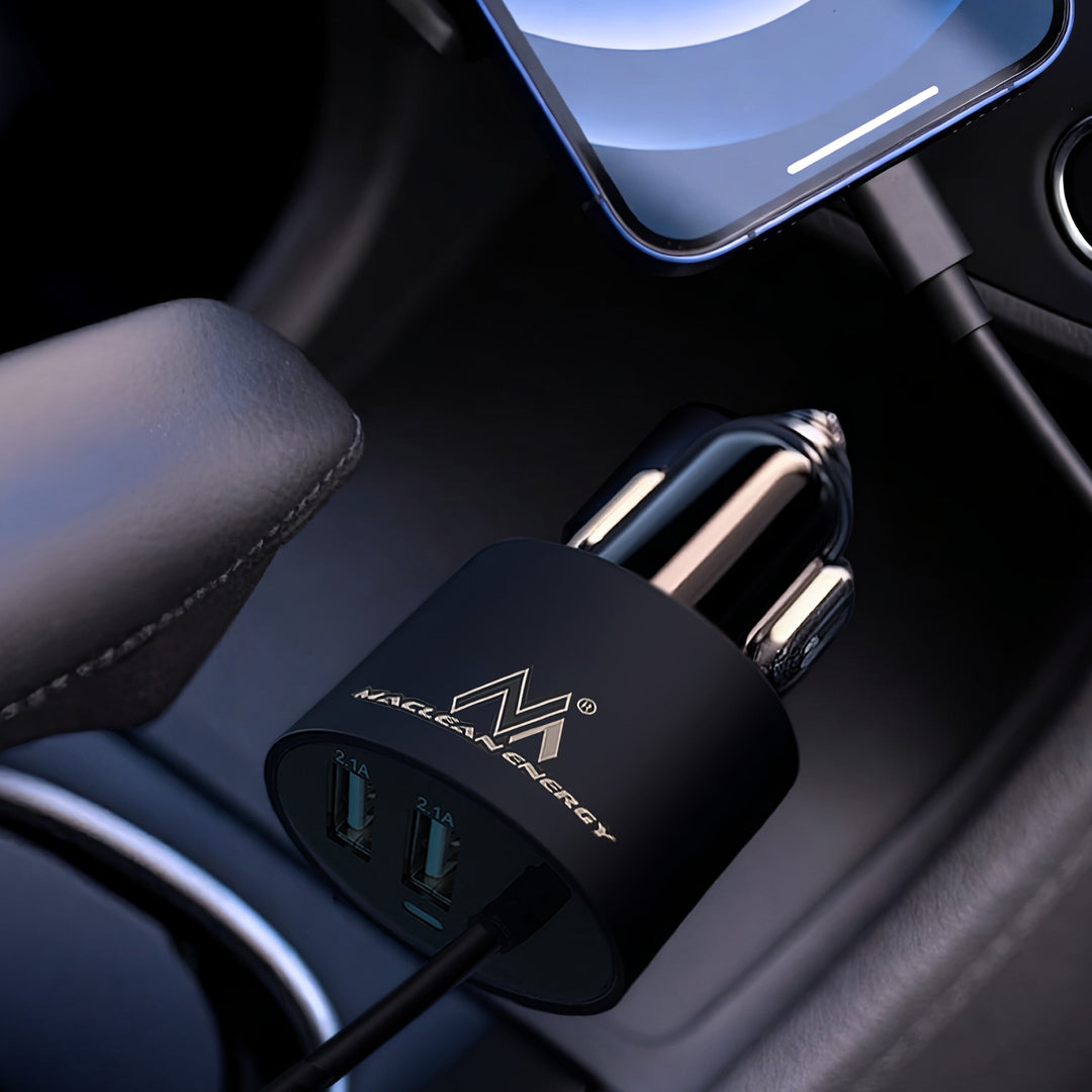 Ładowarka samochodowa Maclean, Lightning spiralny, 2xUSB, 5.2A, 1.8m, MCE76