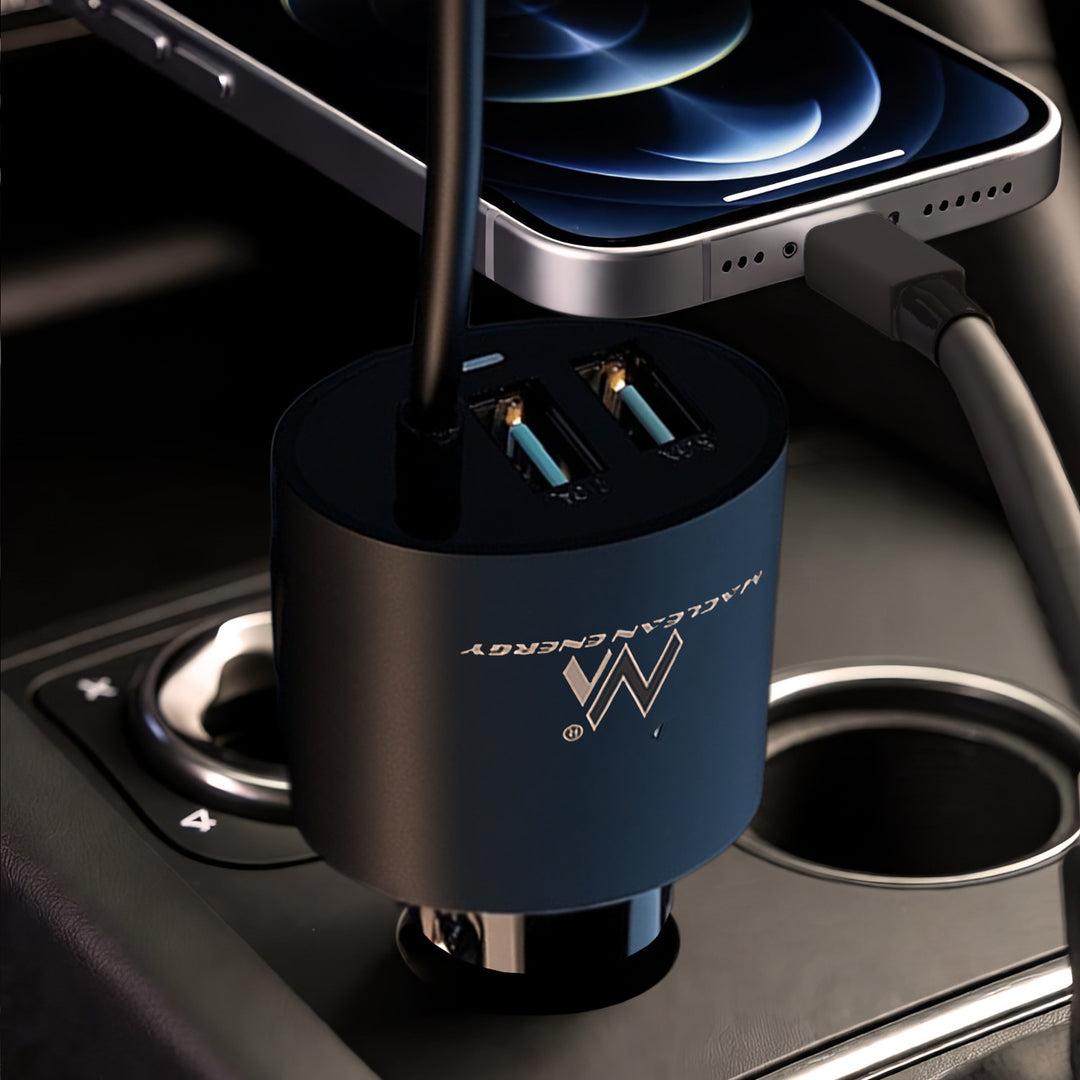 Ładowarka samochodowa Maclean, Lightning spiralny, 2xUSB, 5.2A, 1.8m, MCE76