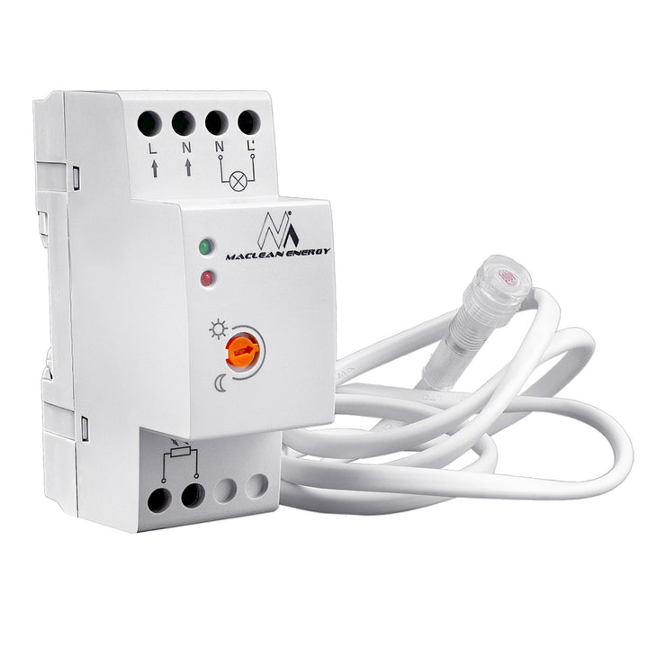 Wyłącznik zmierzchowy Maclean,na szynę DIN, z zewnętrzną sondą, 220-240V/AC, 50Hz, 20A, MCE83