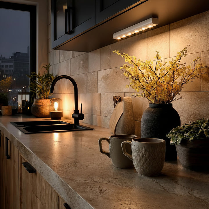 Lampka kuchenna podszafkowa 6LED Maclean, podłużna, z czujnikiem ruchu, 5xAAA, MCE123