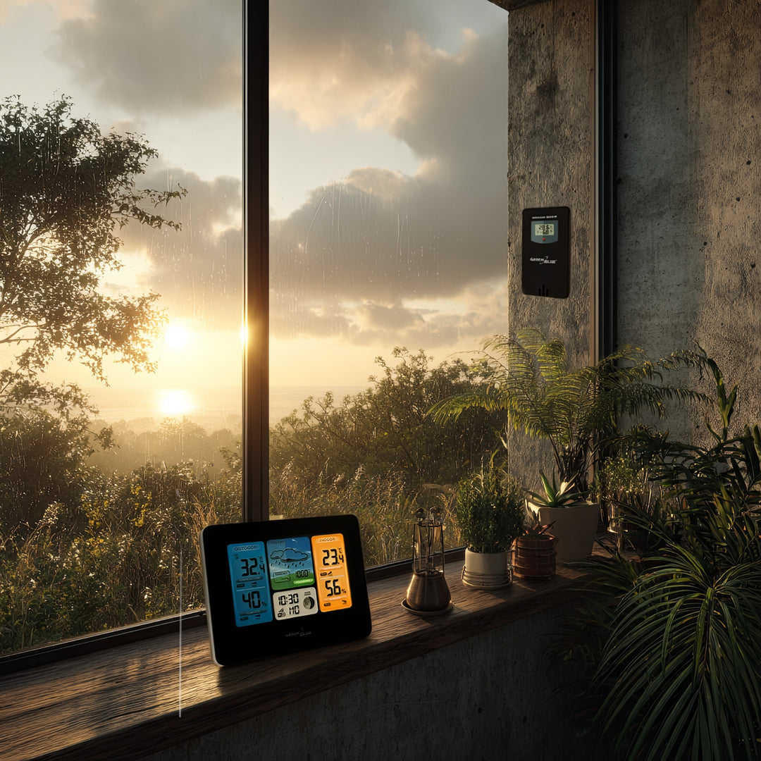 Stacja pogody bezprzewodowa GreenBlue, kolorowa, WiFi, fazy księżyca, GB522