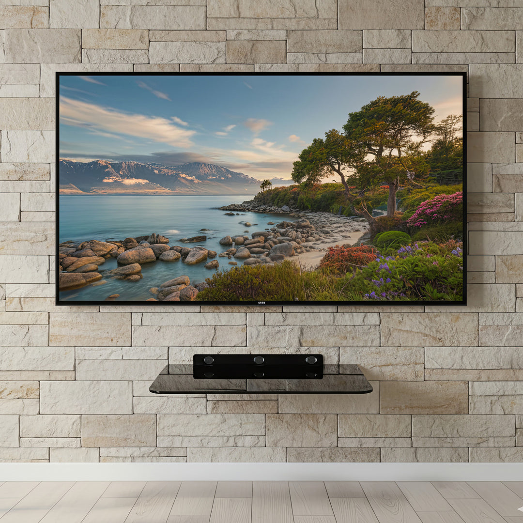 Półka pod DVD Maclean, pojedyncza, max. 10kg, szklana, MC-738