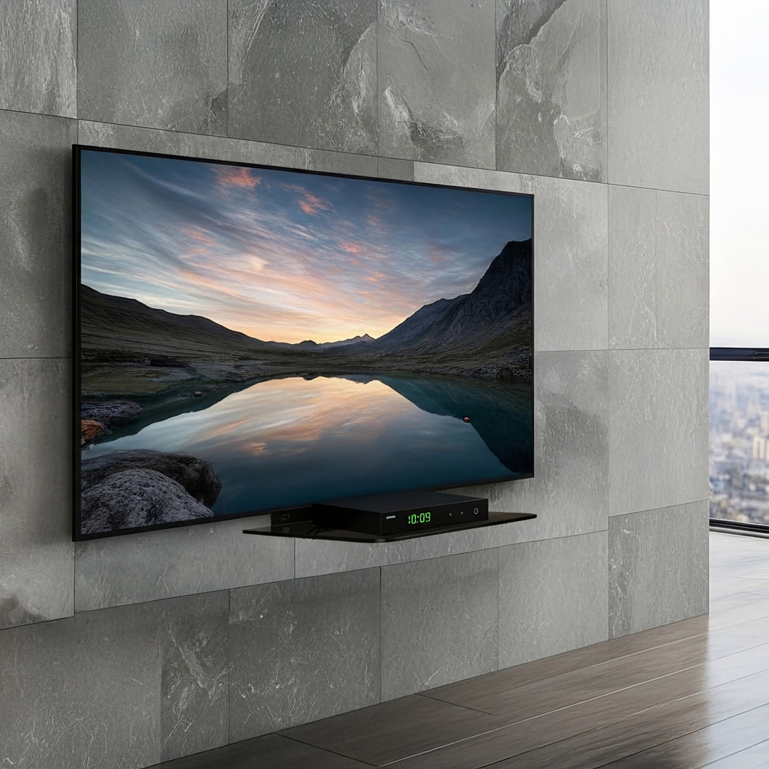 Półka pod DVD Maclean, pojedyncza, max. 10kg, szklana, MC-738