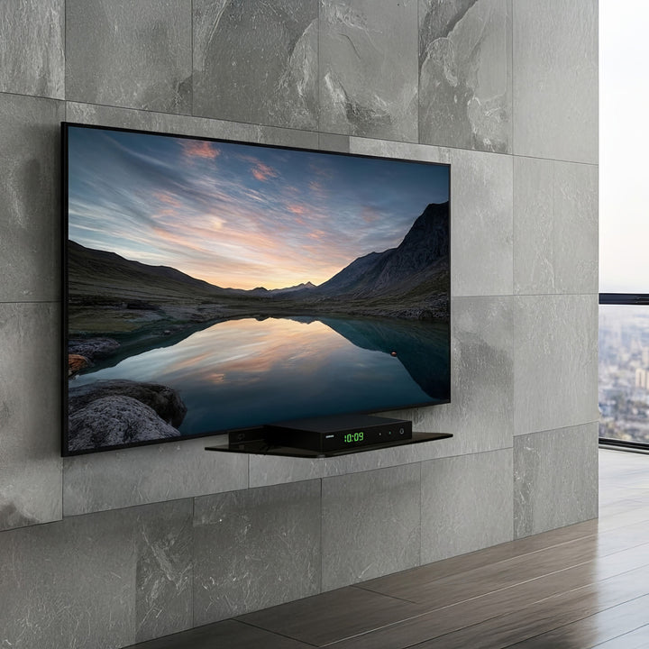 Półka pod DVD Maclean, pojedyncza, max. 10kg, szklana, MC-738