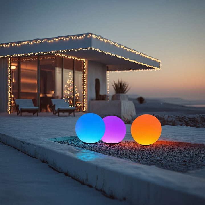 Solarna lampa wolnostojąca ogrodowa GreenBlue, kula, 15x15x48cm, kolorowy LED RGB, GB122