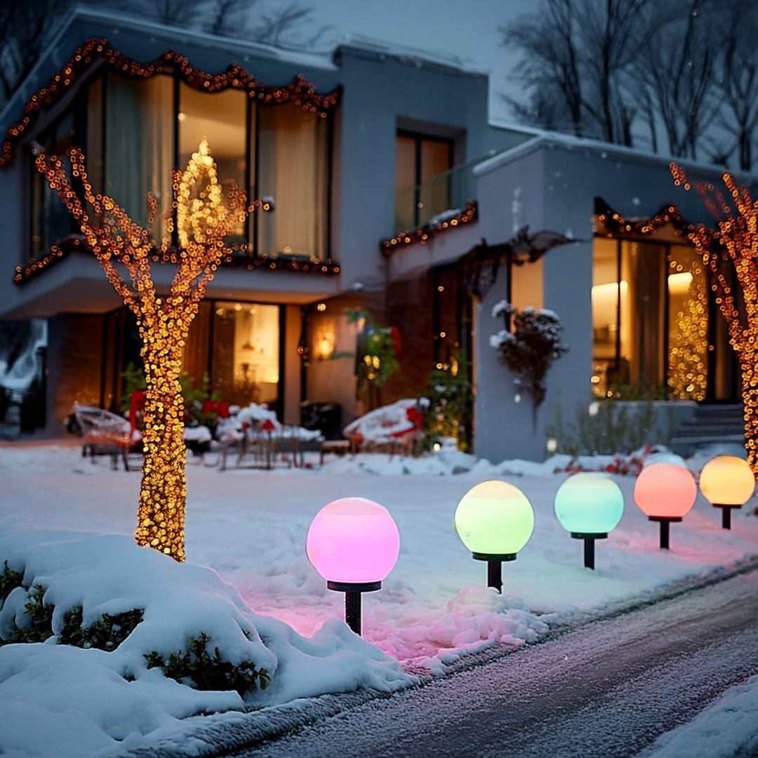 Solarna lampa wolnostojąca ogrodowa GreenBlue, kula, 15x15x48cm, kolorowy LED RGB, GB122