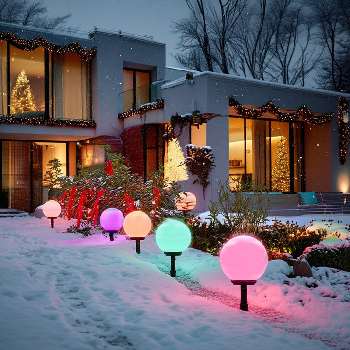 Solarna lampa wolnostojąca ogrodowa GreenBlue, kula, 15x15x48cm, kolorowy LED RGB, GB122