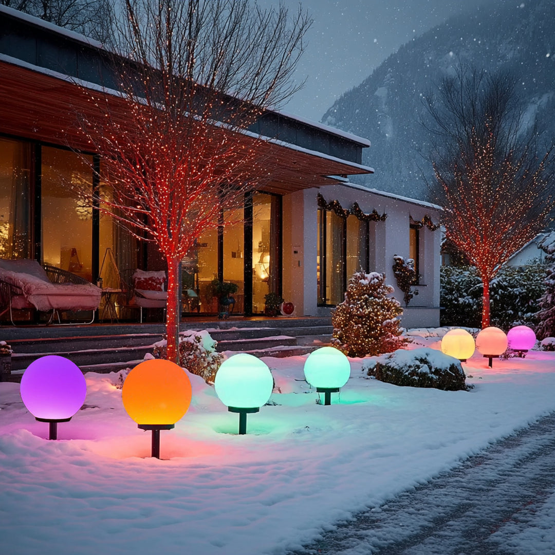 Solarna lampa wolnostojąca ogrodowa GreenBlue, kula, 15x15x48cm, kolorowy LED RGB, GB122